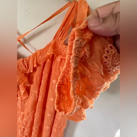 NWT Anthropologie Floreat Maryana Open-shoulder Blouse Orange Size L - Picture 15 of 16